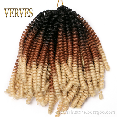Synthetic Braiding Hair Synthetic Wholesale 8 inch Ombre Spring Twist Bounce Crochet Braids Spring Twist Hair Black